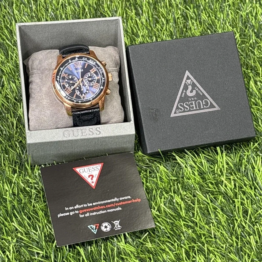 Guess Horizon Chronograph Watch W0380G5 Men NIB Open Box Black Gold